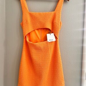 Mishka Orange Sheath Mini Dress with Cutout